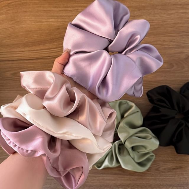 Rodiv-Plain Satin Scrunchie