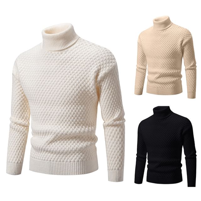 Blueforce-Long-Sleeve Turtleneck Plain Sweater