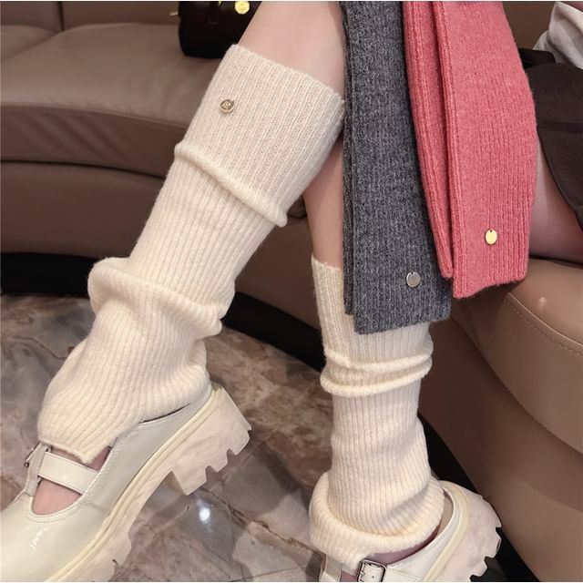 Porstina-Plain Ribbed Knit Leg Warmers
