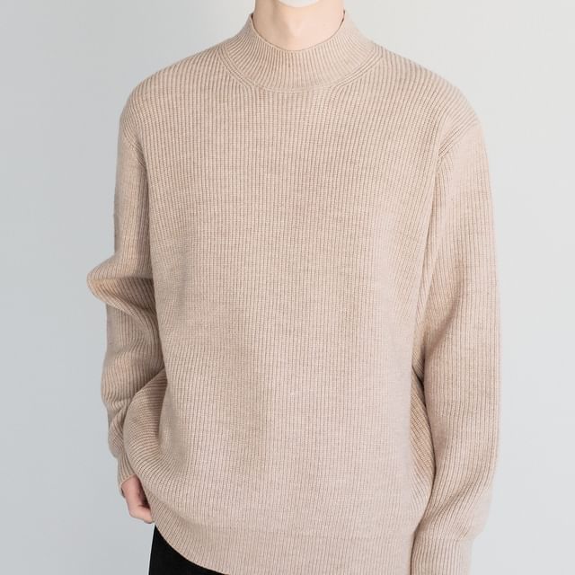DAZO Studios-Turtleneck Plain Ribbed Knit Sweater