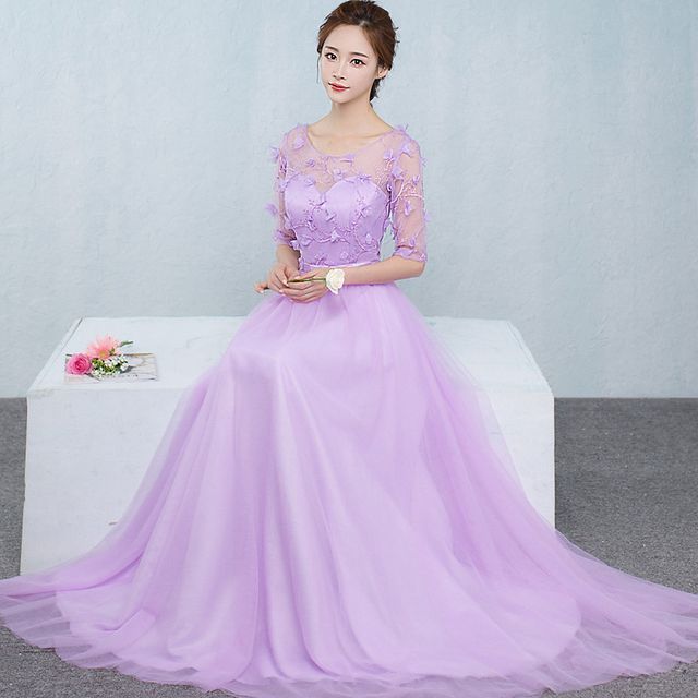elbow sleeve bridesmaid dress Elbow Sleeve Communion Dress main image 0