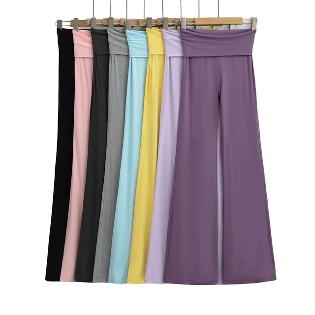 Asiris-High Rise Plain Wide Leg Pants