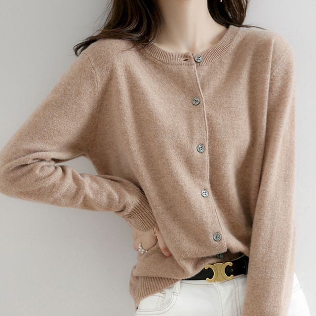 Keiko Girl-Round Neck Plain Cardigan