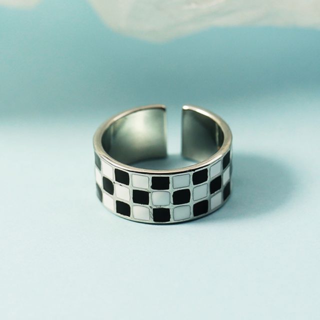 Forainer-Checker Alloy Open Ring