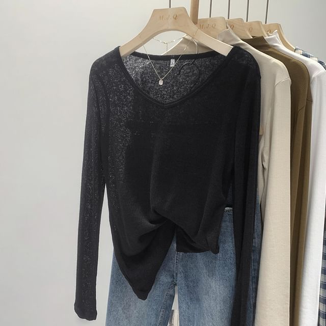 Dragan Pulse-Long Sleeve V-Neck Knit Top