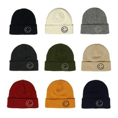 Heloi - Smiley Face Embroidered Beanie Heloi - Smiley Face Embroidered Beanie