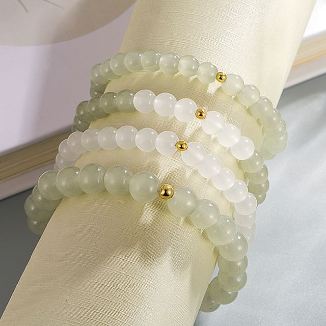 Forainer-Faux Jade Beaded Bracelet