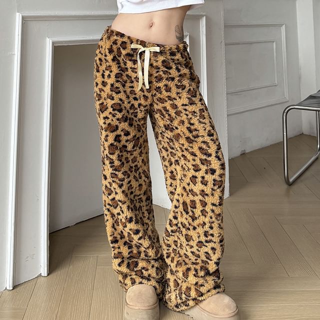 Alfie-Drawstring Waist Leopard Print Baggy Pants