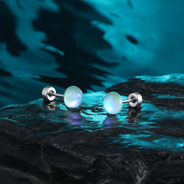 BABLIBU-Faux Gemstone Alloy Barbell Earring Set