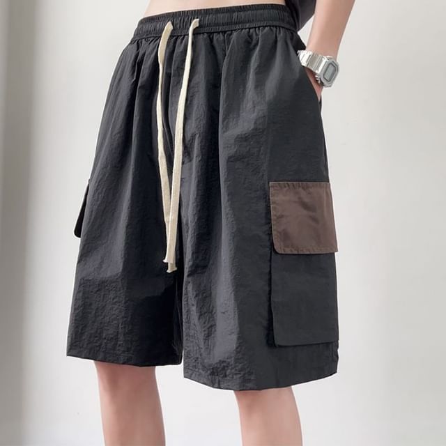 emeisa-Low Rise Plain Cargo Shorts