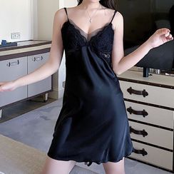 Almilo - Sleeveless Lace-Trim Nightdress Almilo - Sleeveless Lace-Trim Nightdress