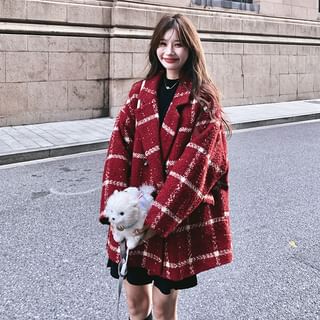 Verona Sing Notch Lapel Plaid Down Double-Breasted Coat Sale