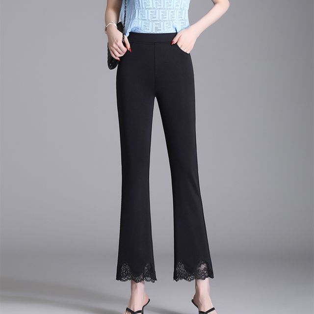 Everose-Lace Trim Bootcut Pants