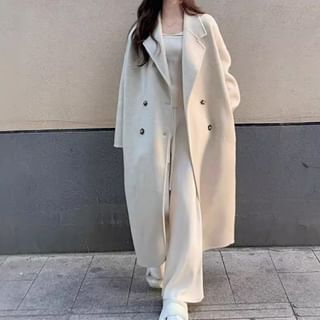 Elbelier Plain Midi Double-Breasted Coat Sale