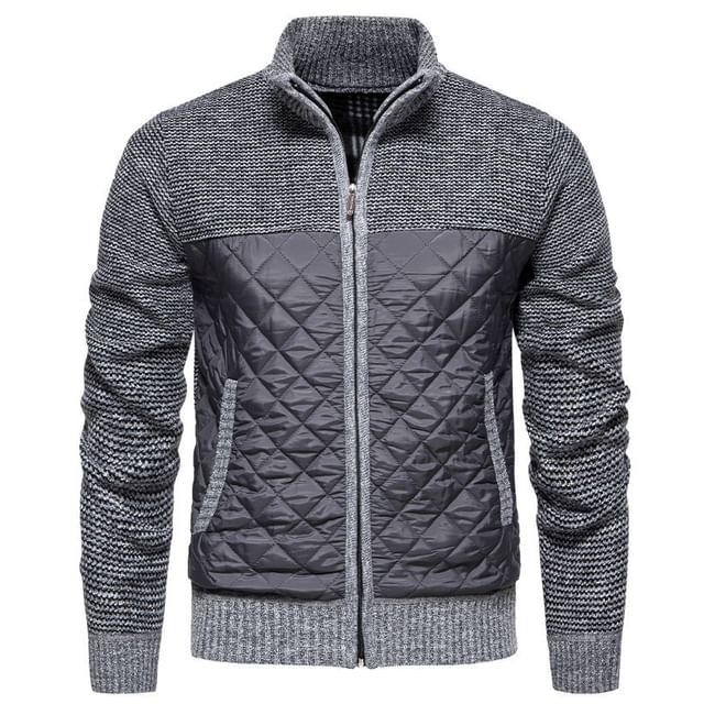 Aozora-Mock Neck Plain Zip-Up Cardigan