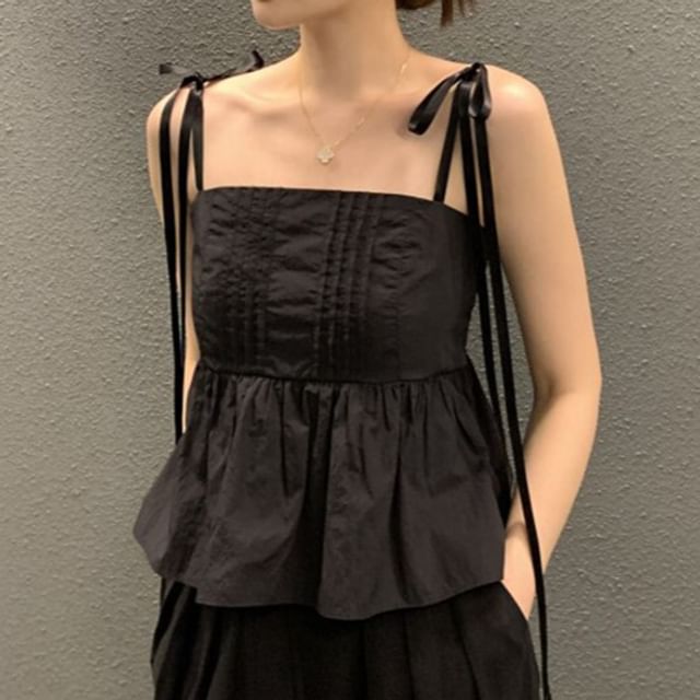 Coris-Plain Peplum Camisole Top