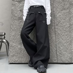 Bjorn - High Waist Plain Wide Leg Dress Pants