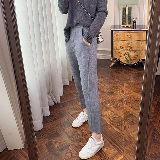 Jeonseon-Elastic Waist Cropped Pants