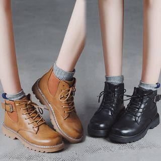 lace up platform short boots