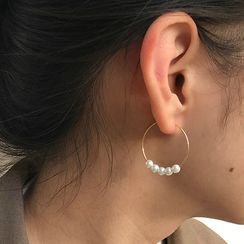 Kokyu - Faux Pearl Hoop Earring Kokyu - Faux Pearl Hoop Earring