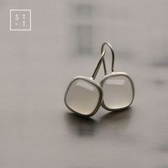 Chantos - 925 Sterling Silver Square Moonstone Drop Earring