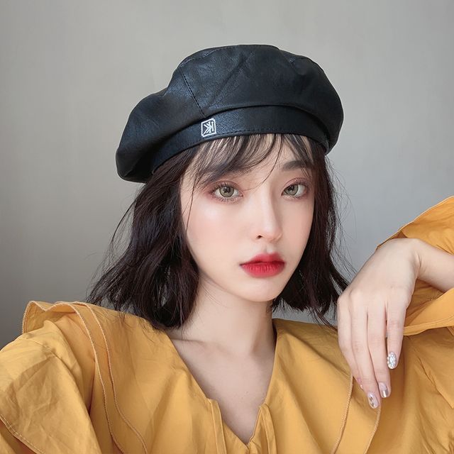 Lots2luv - Faux Leather Beret | YesStyle