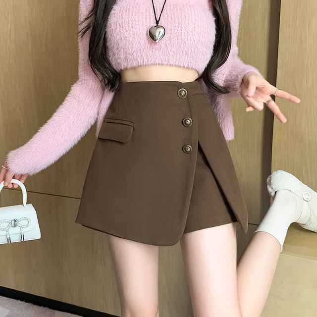 Dragan Pulse-High Waist Plain Mini A-Line Skort