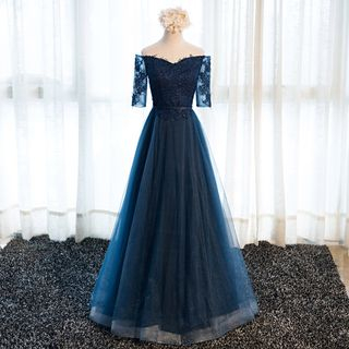 off shoulder a line gown