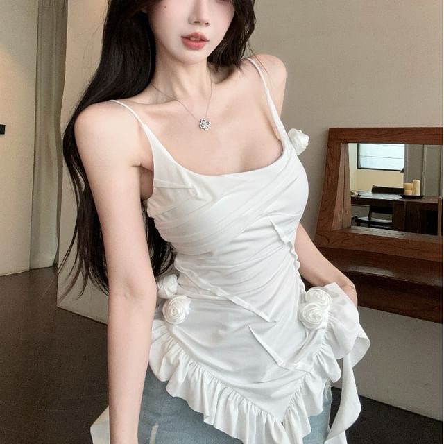 Whoosh-Square Neck Asymmetrical Plain Cami Top