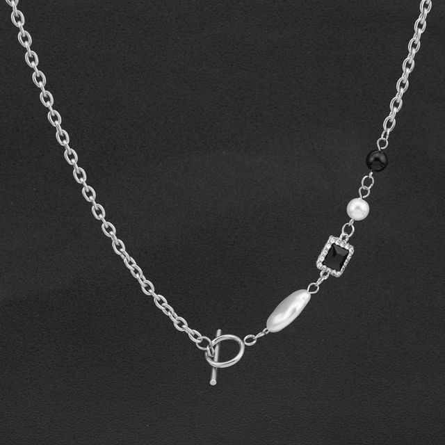 Juanitro-Faux Pearl Gemstone Necklace