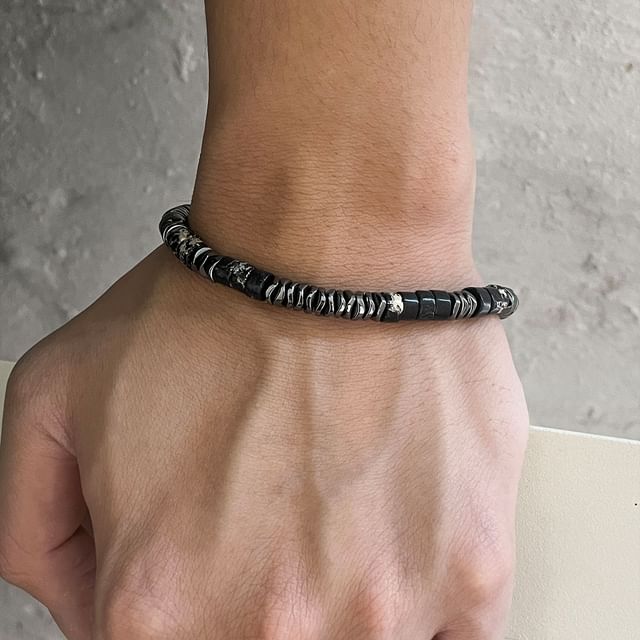 Black Degree-Stainless Steel Beaded Bracelet