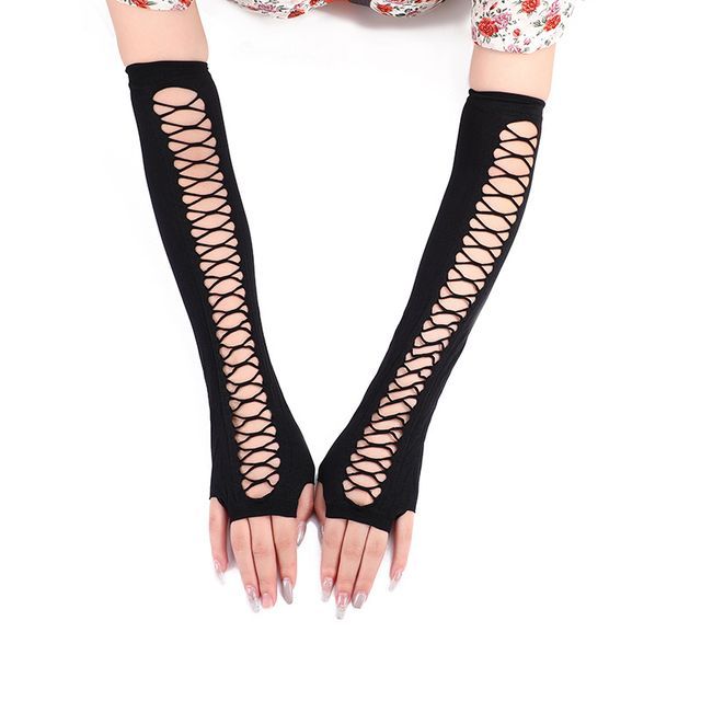 GOGO Girl-Plain Cutout Fingerless Gloves