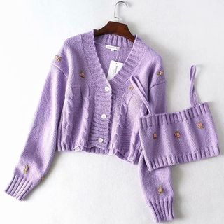 purple flower cardigan