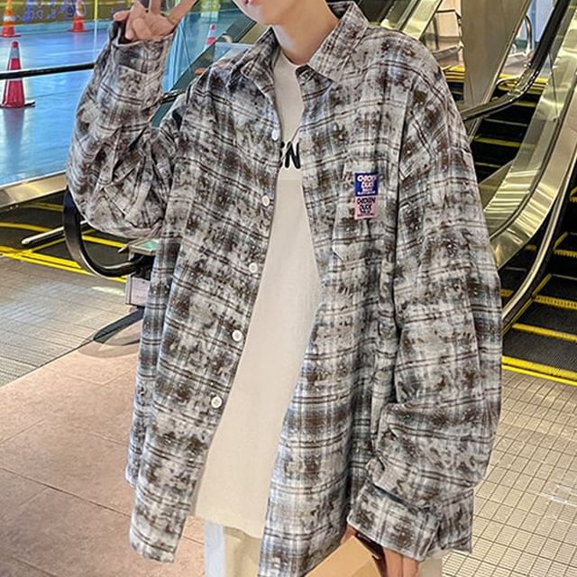 Kimeya-Collared Plaid Washed Button Shirt
