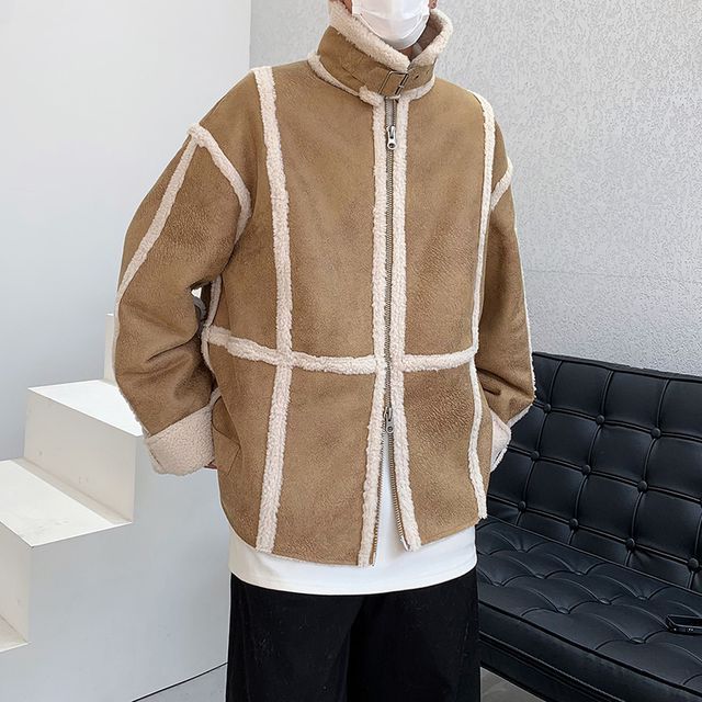 Shearling on sale zip up