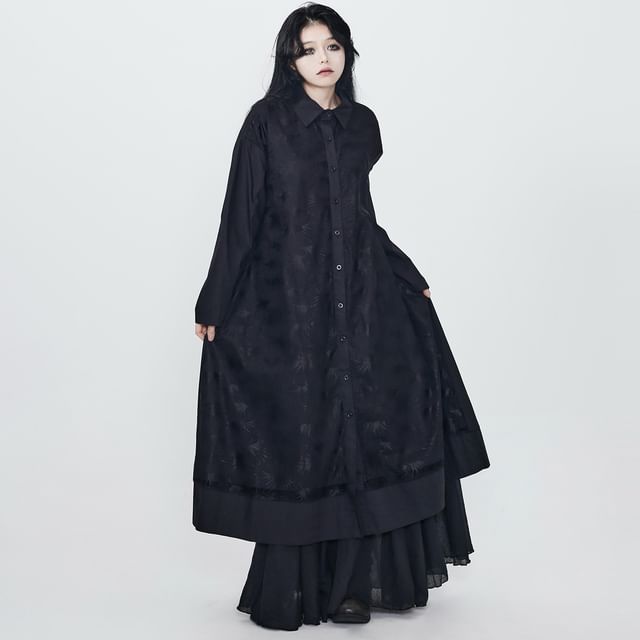 long sleeve mesh maternity dress Kate White Long Sleeve Mesh Custom Maternity Photoshoot Gowns, S / 64#-Blue