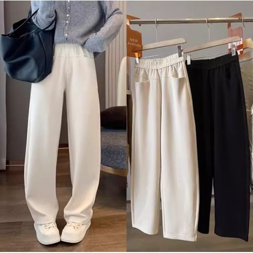 Long Pants For Women Korean Loose Wide Leg Plain High Waist Trousers