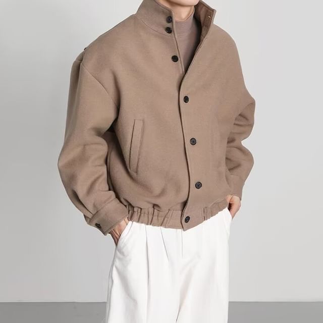 Sinlarity-Plain Single-Breasted Jacket