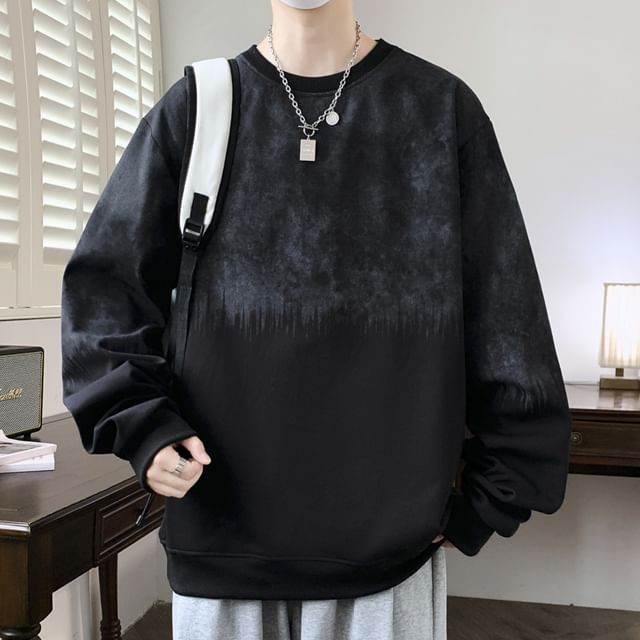 Stone Leo-Crew Neck Tie Dye Oversized Sweatshirt