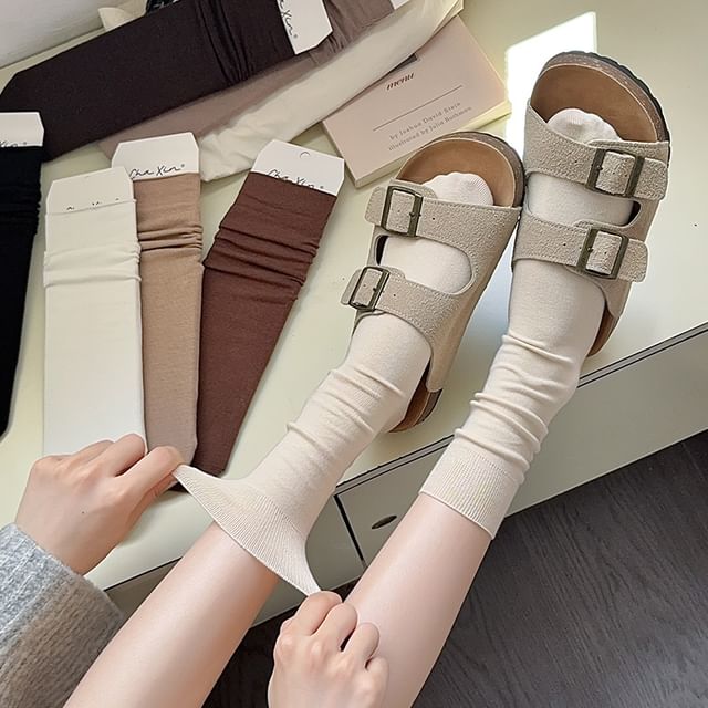 Mimiyu-Plain Crew Socks Set