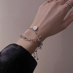 Poppin - Alloy Heart Double-Layered Bracelet