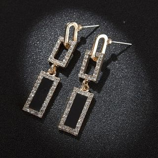 Hansha-Rhinestone Rectangle Drop Earring