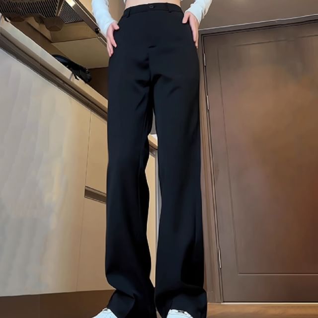 Kimeya-High Waist Plain Flared Pants