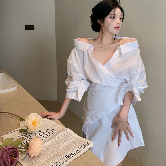 cold shoulder shirt dress USSUMA Womens Dresses Vacation Women Cold Shoulder Shirt Dress Mesh Pannel Short Sleeve Halter Neck Dresses Floral Print Summer Short Mini Shift Dress