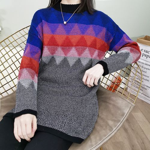patterned mock turtleneck
