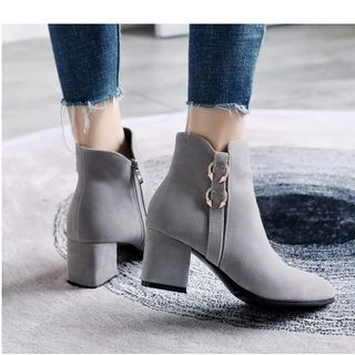 pointed block heel ankle boots