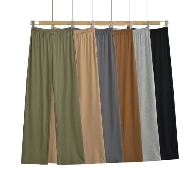 Asiris-High Rise Plain Wide Leg Pants