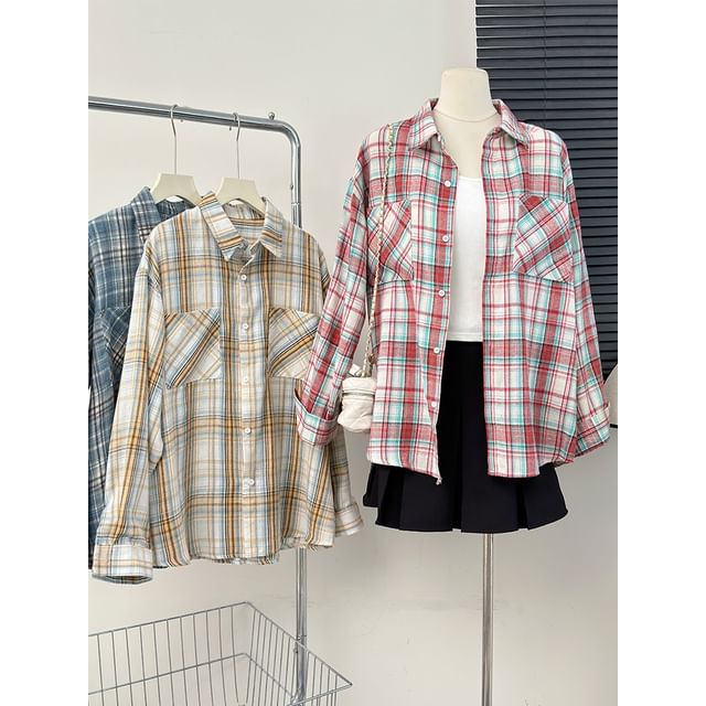 Lemongrass-Oversized Check Shirt