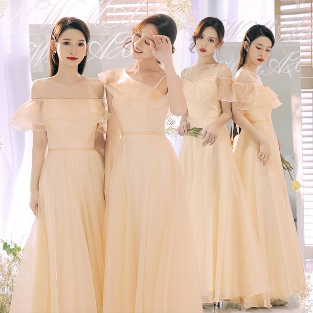 AIPIOA - Cold-Shoulder Plain Maxi A-Line Bridesmaid Dress | YesStyle