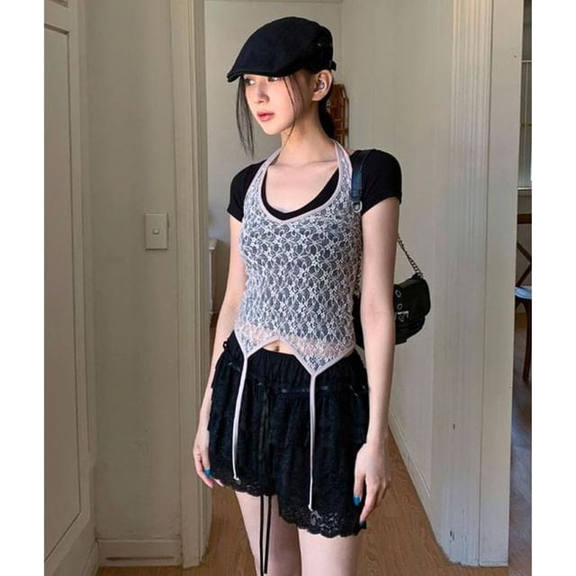 SeoulPop-Lace Halter Top